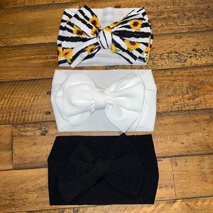 Set of 3 baby bows / wide band headbands / fits size 6-18 months
